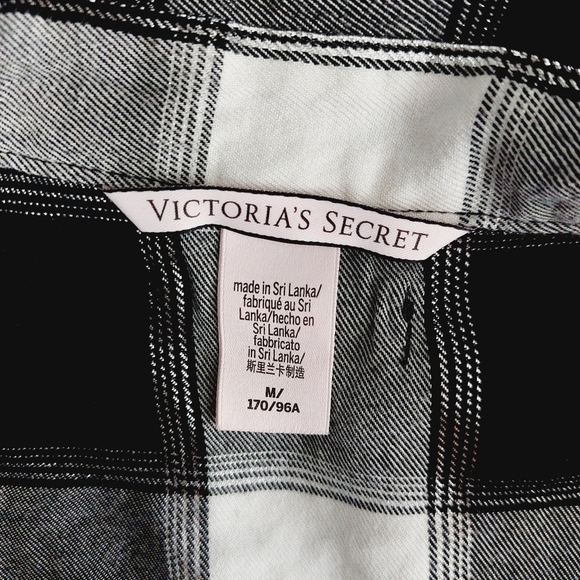 Victoria's Secret White & Black Flannel Plaid Button-Down Shirt 2524 - Picture 6 of 9